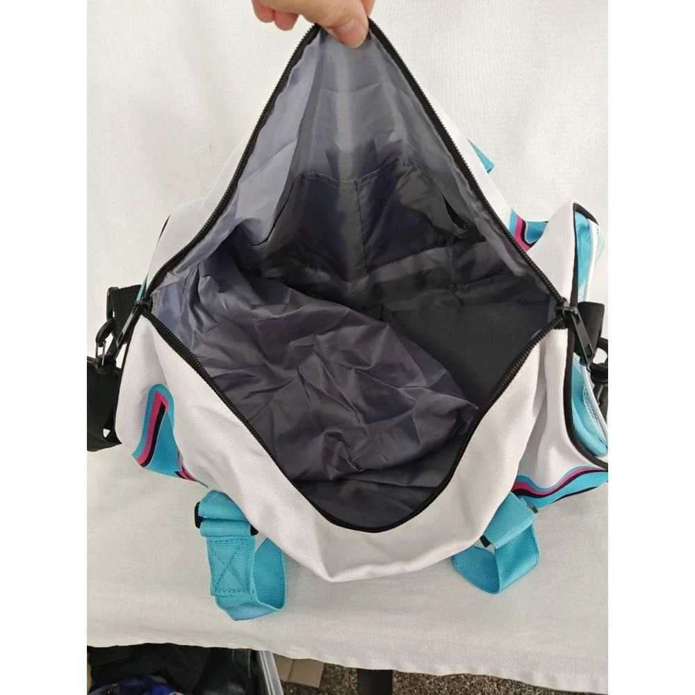 Bang Energy Drink‎ Promo Duffle Bag White Blue Pink Graphic Sporty Travel RARE!